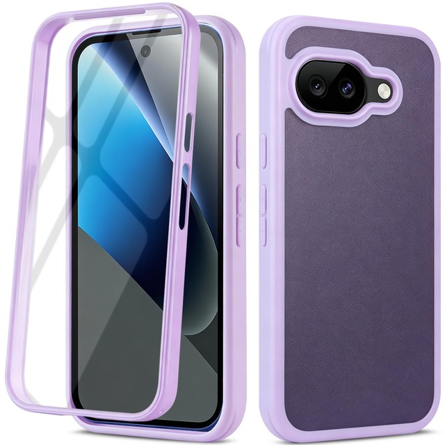 East Clear 360°全面保護 for Google Pixel 9a ケース,ライトパープル