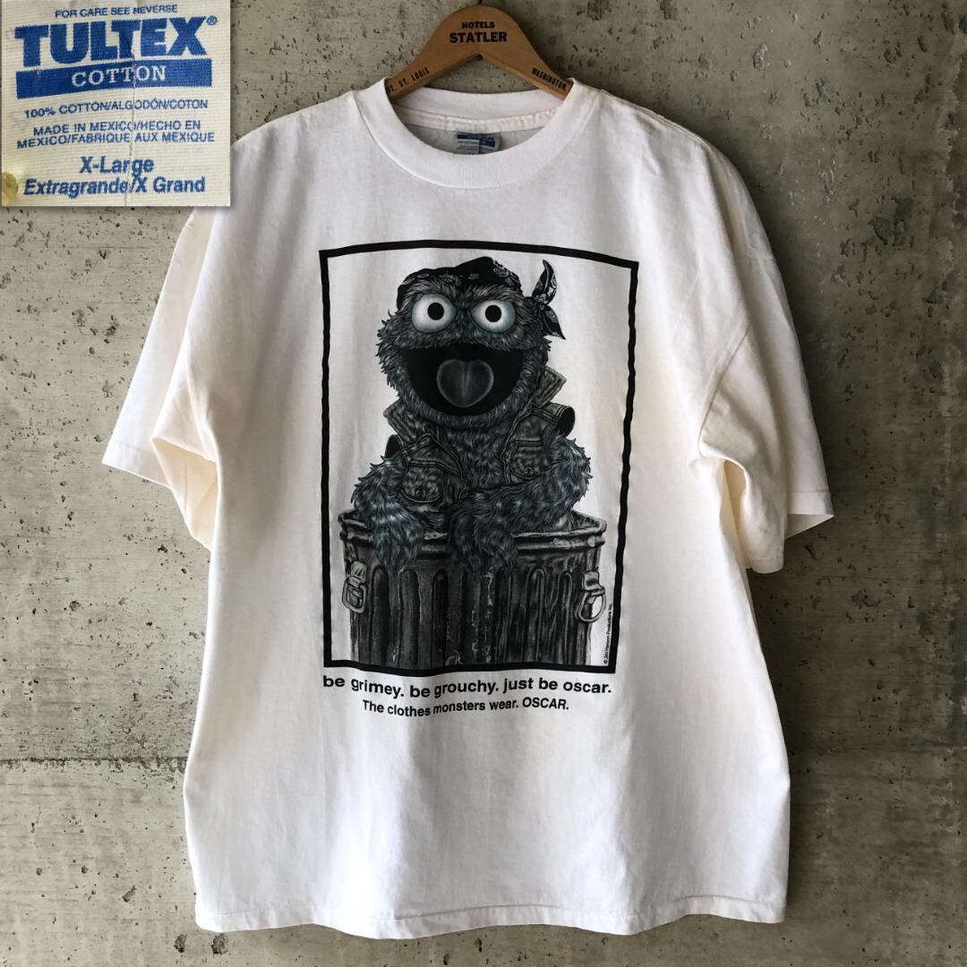 XZ537 Tシャツ オスカー セサミストリート 90s ロッカー バイカー