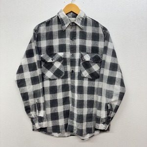 1970'S SEARS BLACK×WHITE PRINT FLANNEL SHIRT