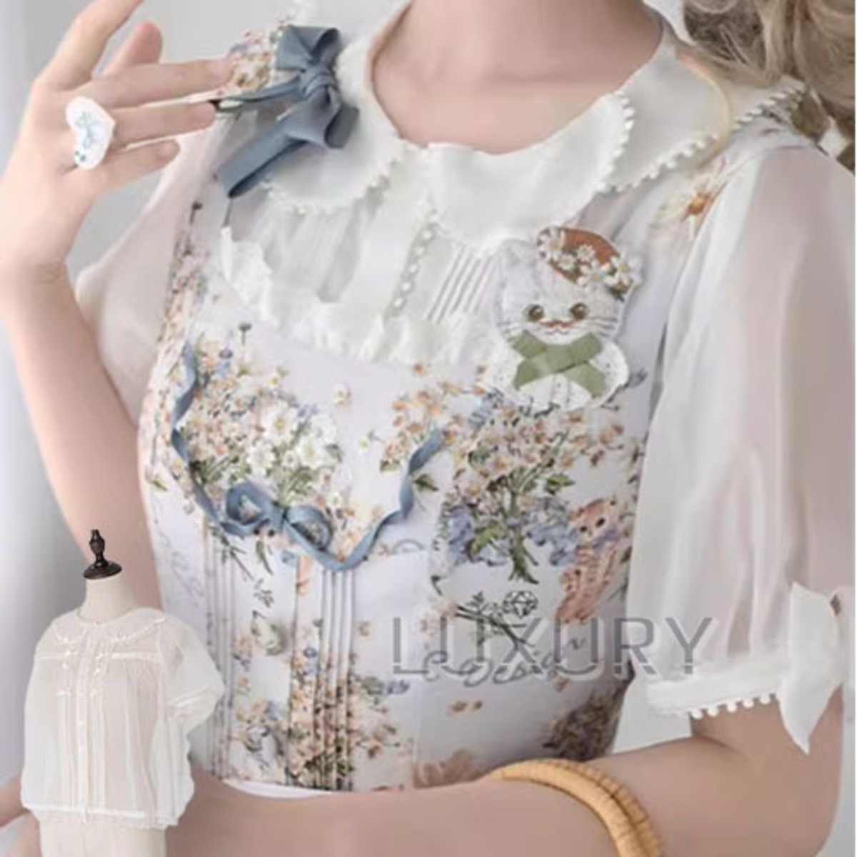 ロリータファッション 甘ロリ ブラウス シャツ のみ 半袖 ドールカラー 