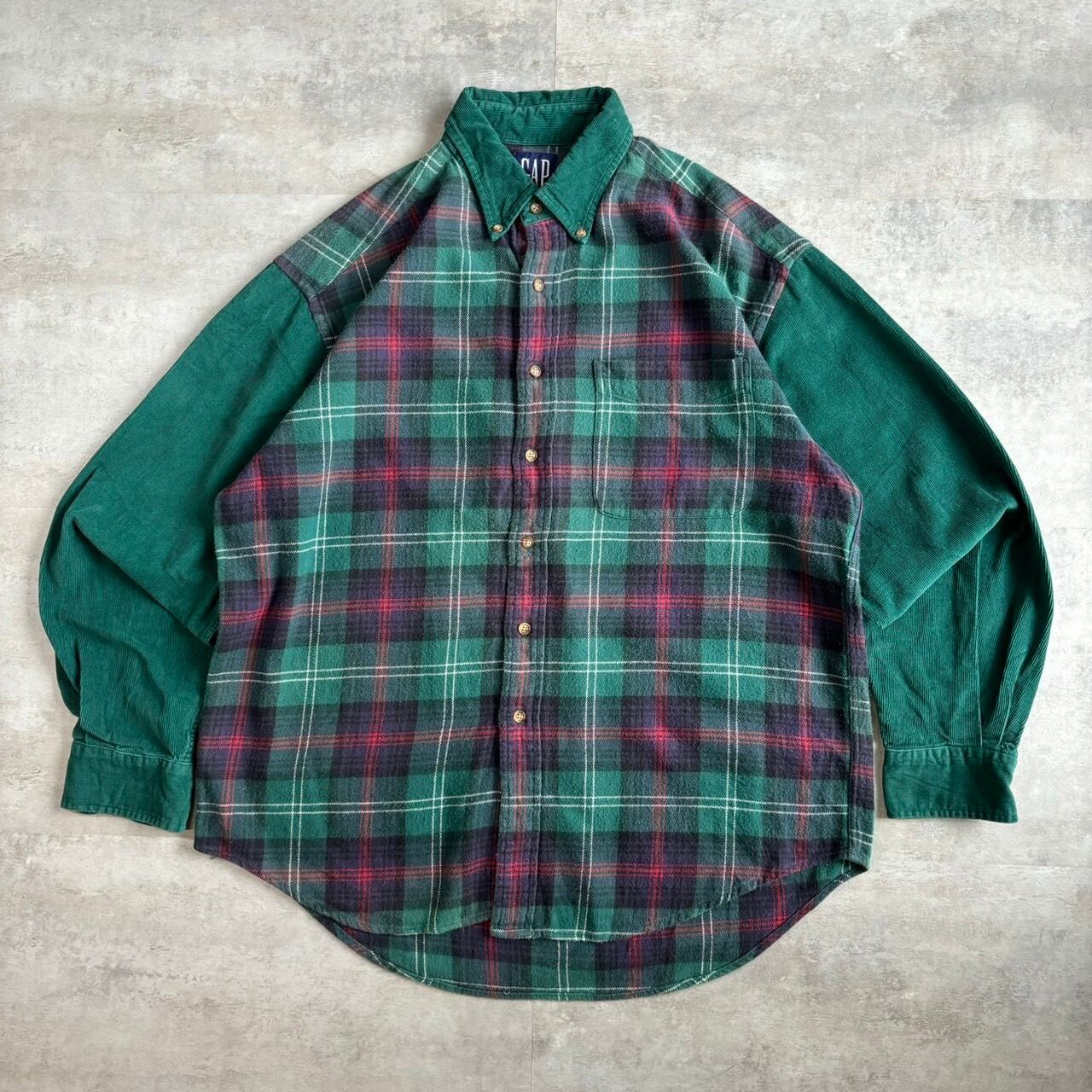 OLD GAP 90s チェックシャツ コーデュロイ襟 No.1372