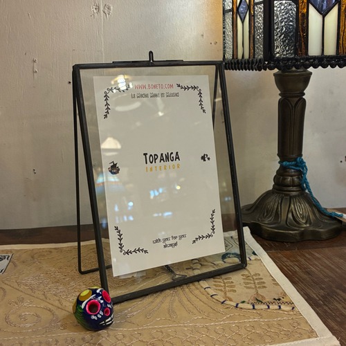 India Brass and Glass Photo Frame Single　ブラス＆ガラスフォトフレーム　シングル　ブラック　写真立て　真鍮　ギフト　飾り　インテリア　玄関　寝室　シンプル