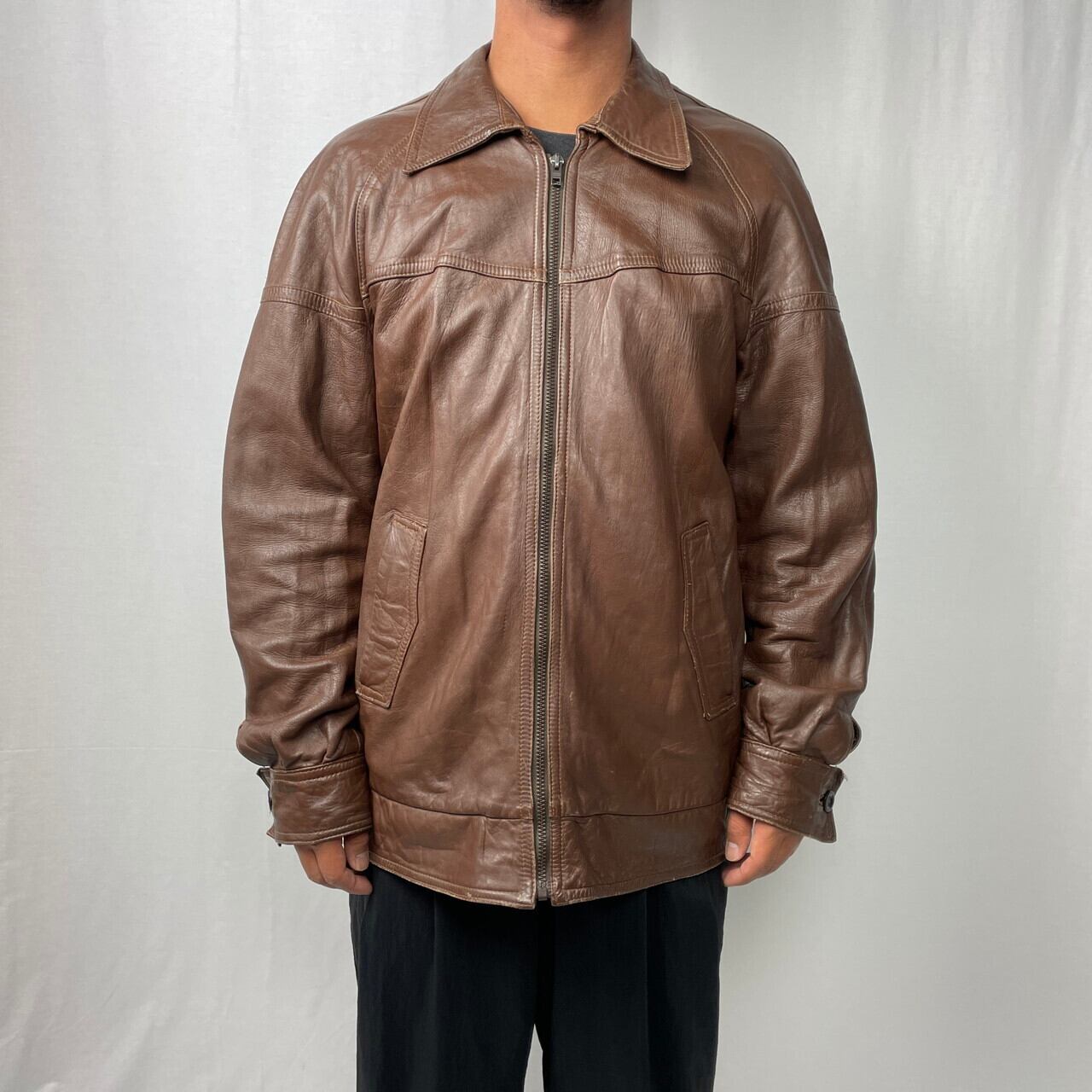 70〜80年代 ユーロ シープスキン レザージャケット メンズL相当 古着 