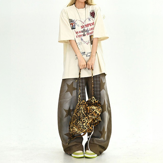 ハートコラージュグラフィックルーズTシャツ 2col   R01898