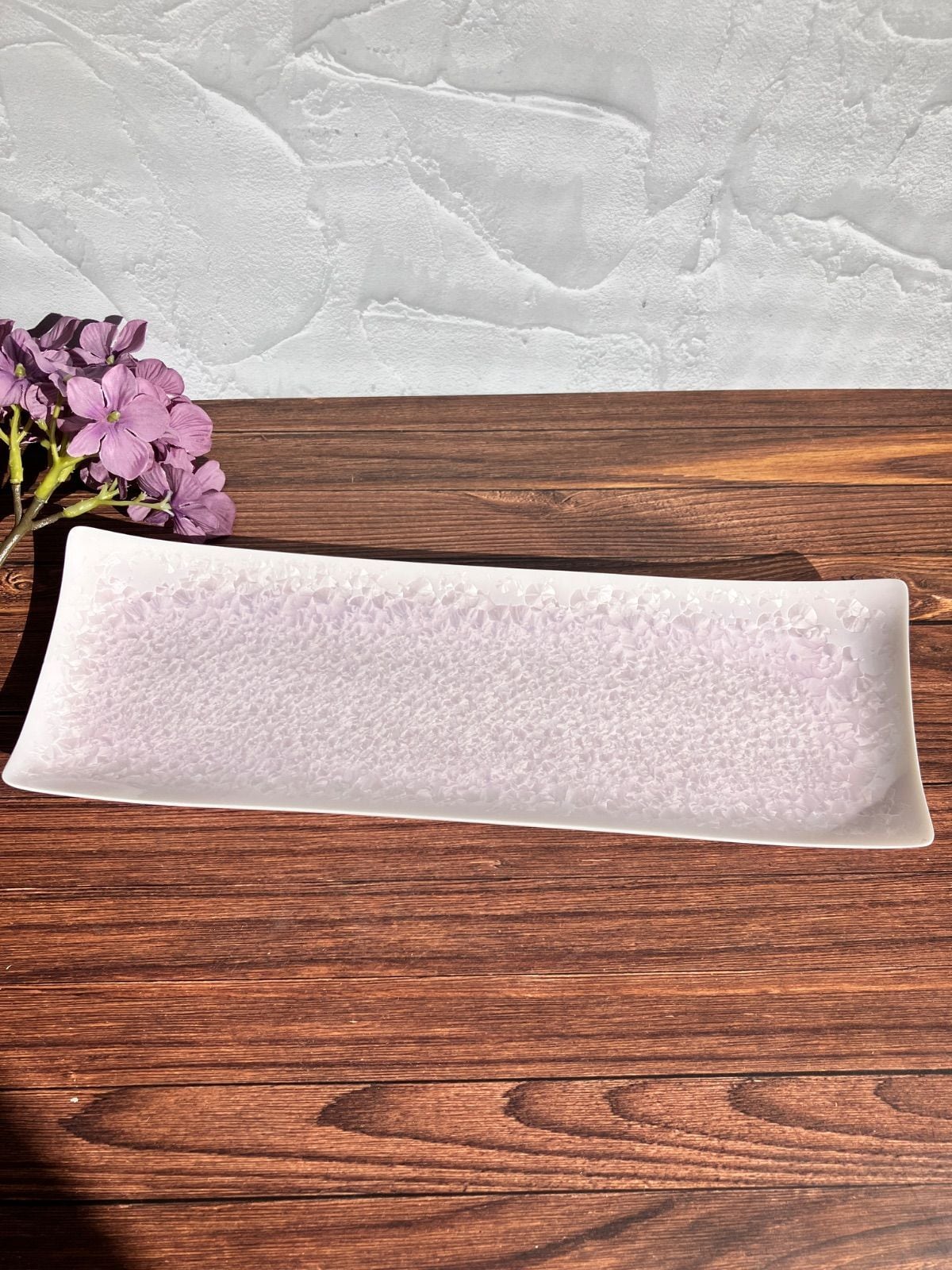 清水焼・京焼】花結晶 長皿 角皿 ピンク | 若林陶器