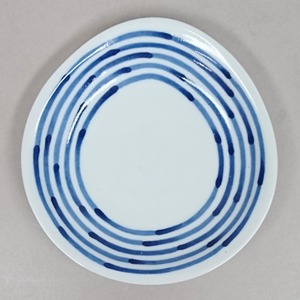 【アウトレット】波佐見焼　変型皿（中）和染ライン　99-021