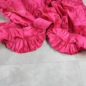 フラダンス 衣装 CC Fashions CCファッション ワンピース ドレス ピンク系 ハワイ製 ワントーン アシンメトリー モンステラ柄 長袖 かわいい 華やか 鮮やか 明るい ハワイアン アロハ ハワイアンプリント フラ ダンス レッスン 練習