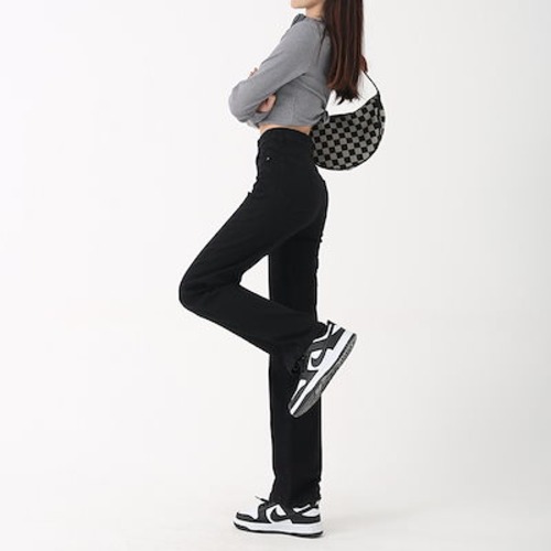 デニムボトムス ストレートパンツ ジョガーパンツ モップパンツ コーディネート ジーンズ レディース 秋 ハイウェスト ストレートパンツ 修身 コーディネート ジョガーパンツ