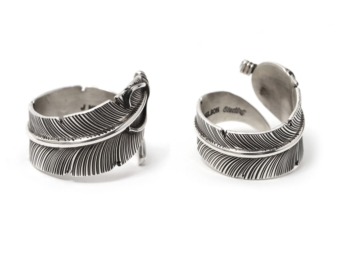 94〚John Nelson〛19号 NAVAJO フェザーリング 925 John Nelson ジョン ネルソン Feather Ring フェザーリング ラップ