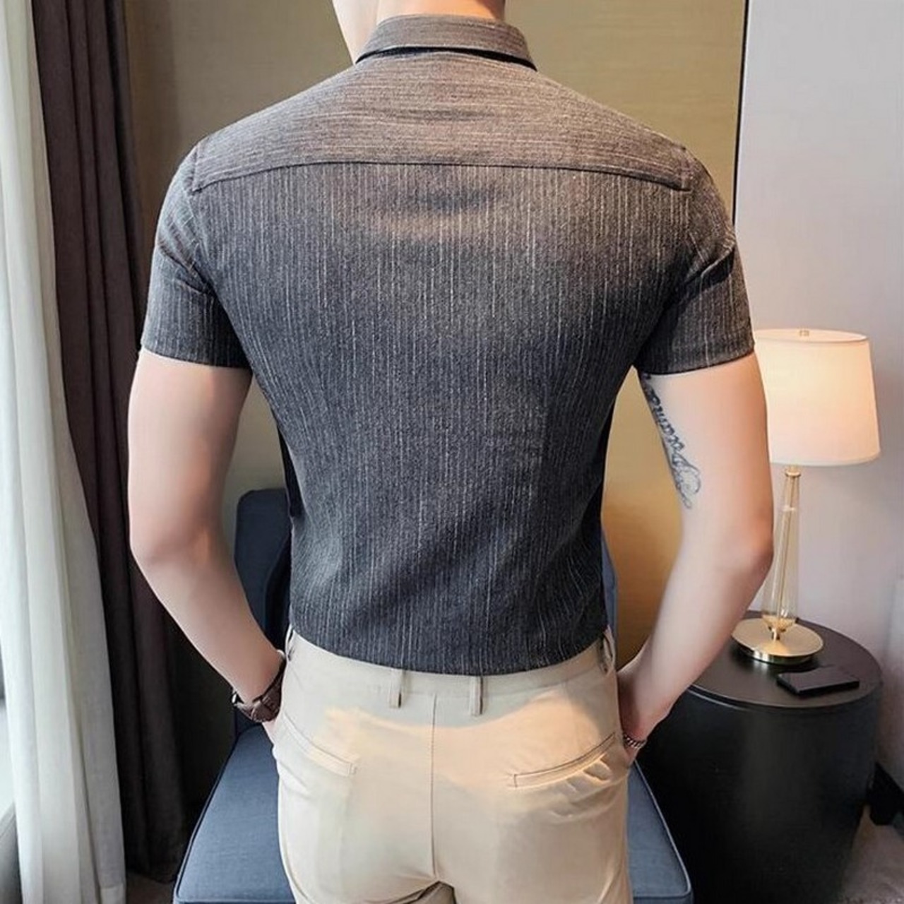 striped slim shirt 00150