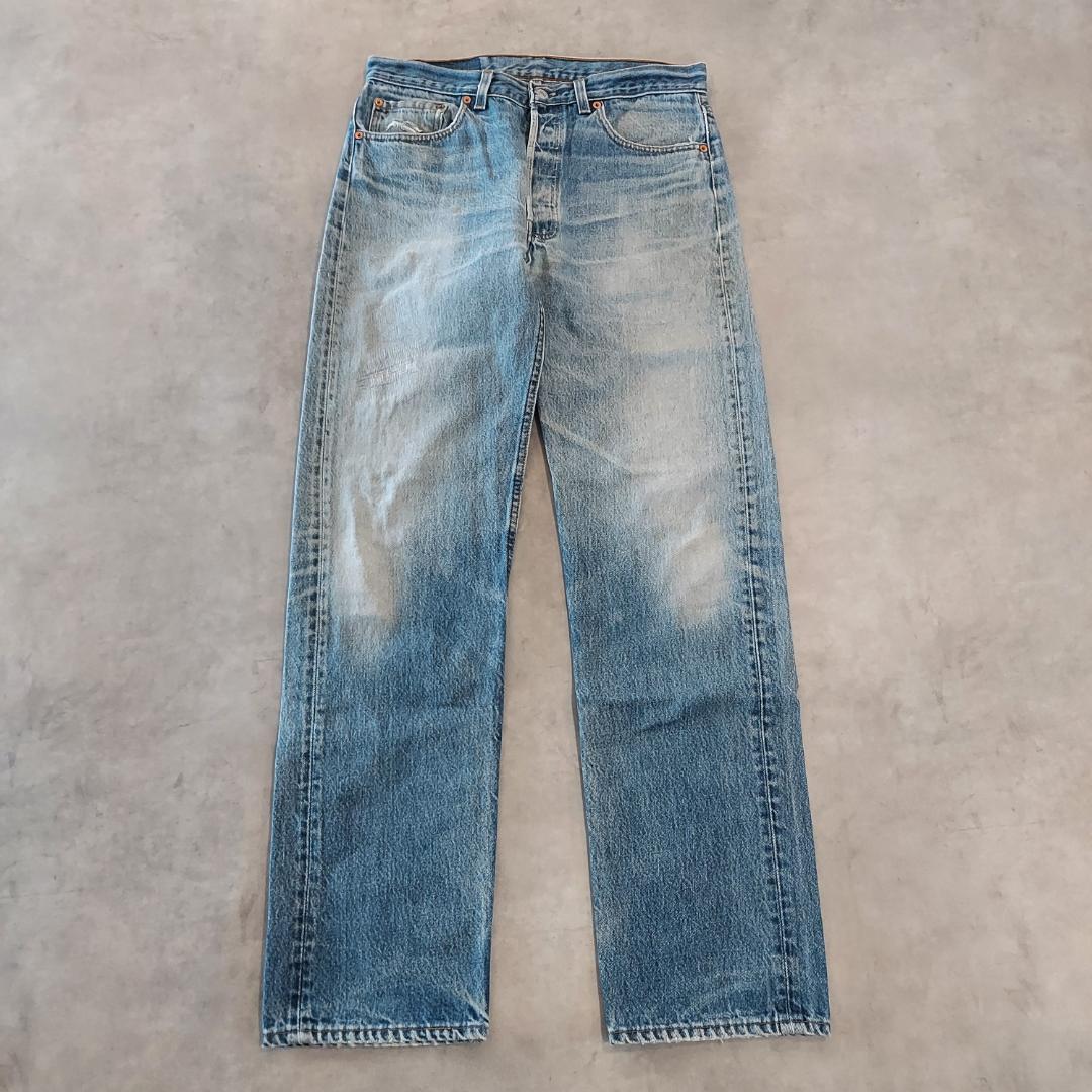 リーバイス501xx W34 鬼ヒゲ ハチノス 青 90s USA製 22615
