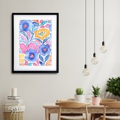 Delight｜鮮やかな色彩の抽象アートポスター｜モダン・北欧・ナチュラルに合う明るいインテリア額縁付きA2ポスター