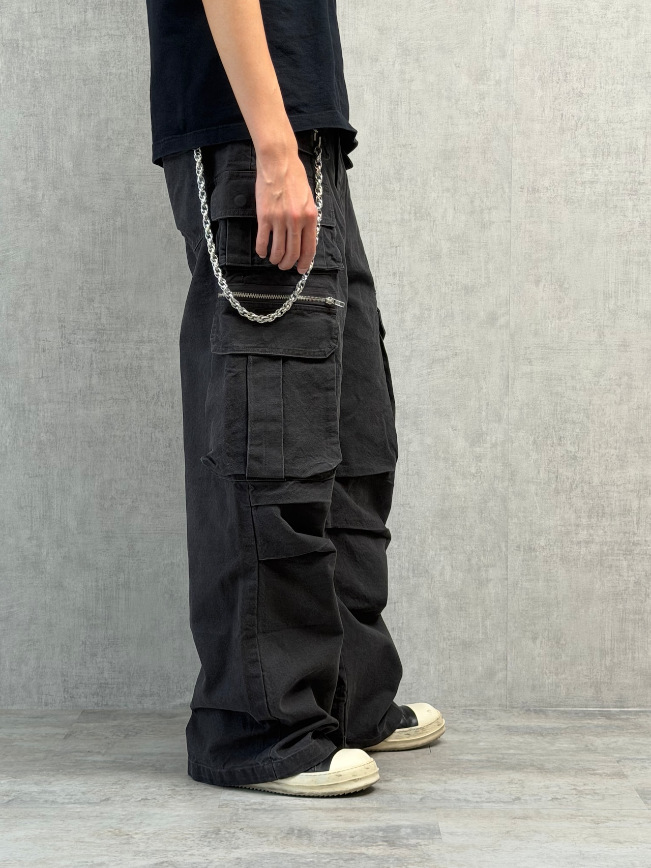 Fade Black Multi Pocket Cargo Pants