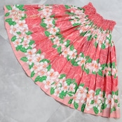 フラダンス 衣装 パウスカート ピンク系 サーモンピンク プルメリア柄 モンステラ柄 シングル シンプル かわいい 華やか 鮮やか 明るい 白 緑 ハワイアン アロハ ハワイアンプリント フラ ダンス レッスン 練習 花柄 軽やか ファッション レディース