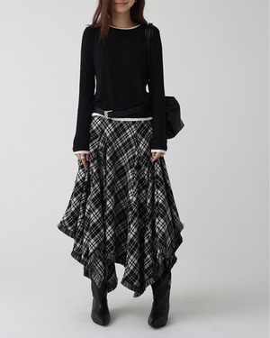 エッジフリンジ チェックAラインスカート A0733