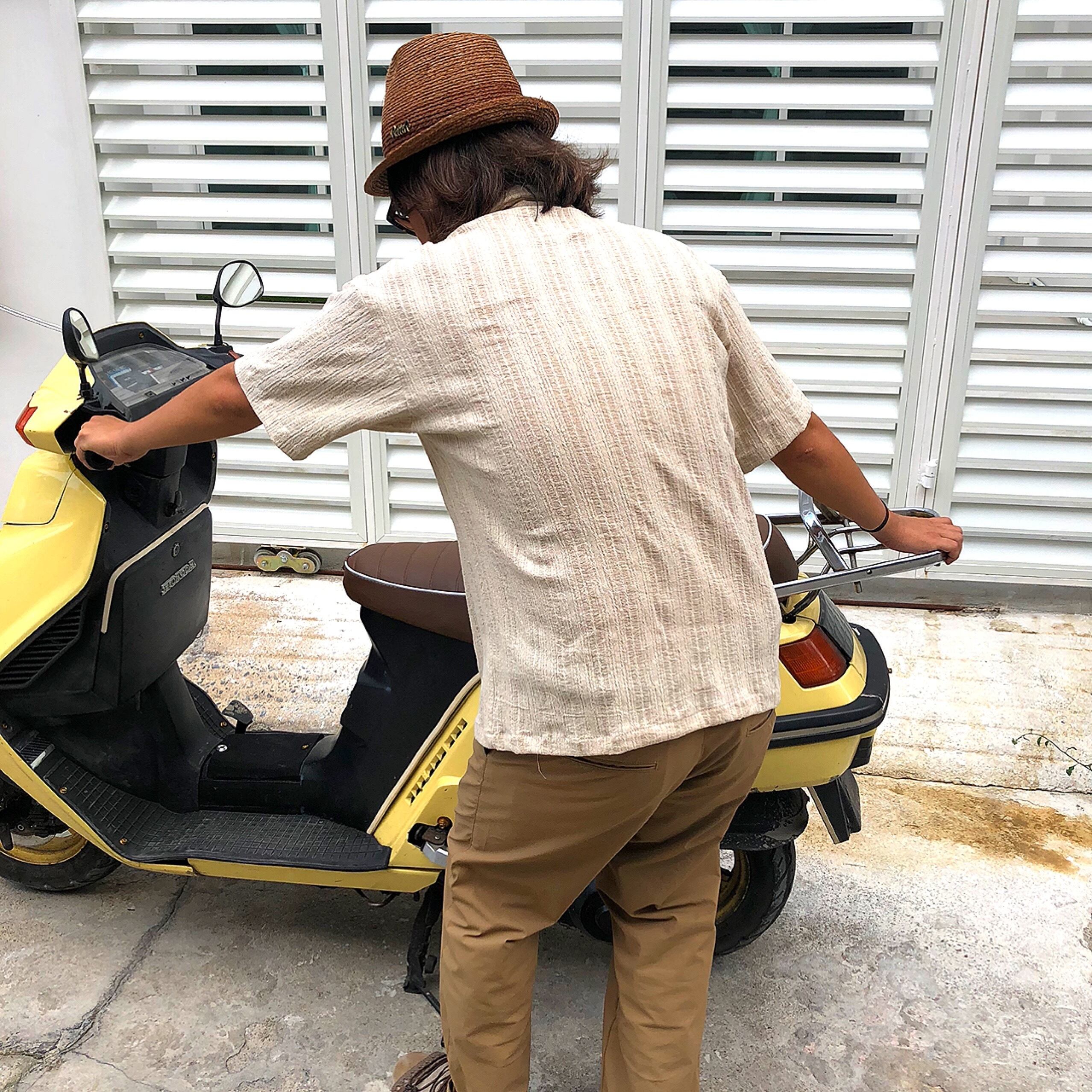 ヘンプ素材 半袖シャツ『 ジャガードナチュラル』 - Hemp S/S Shirt