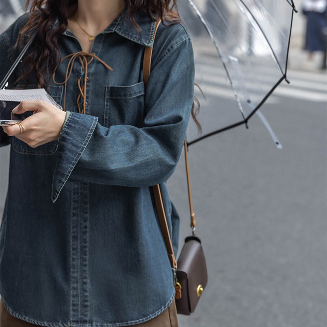 western denim shirt long sleeve tops