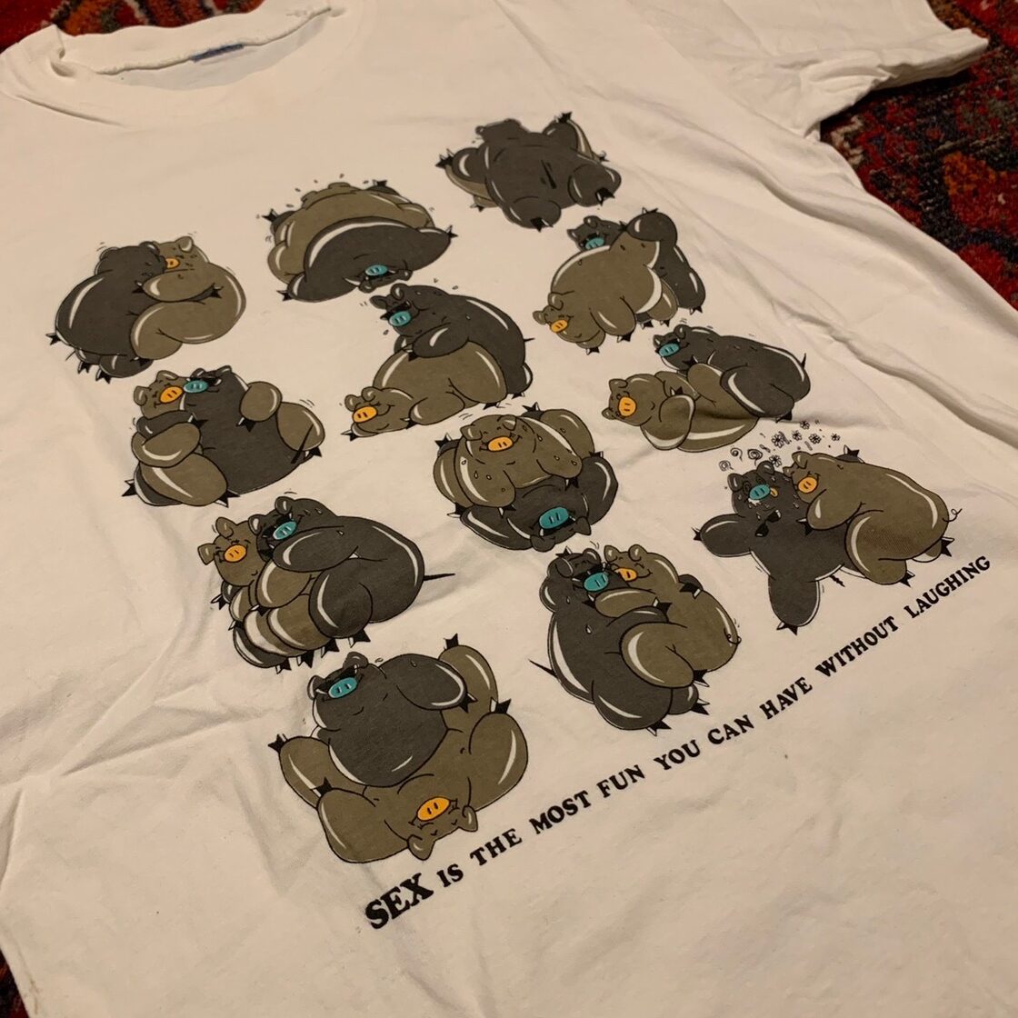 90s VINTAGE エロT SEX ブタ Tシャツ 半袖 セックス 豚 アニマル
