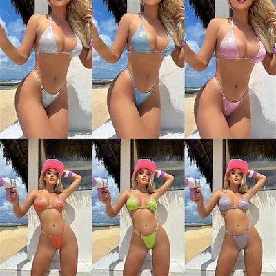 ビキニ セクシー ブラジリアン 水着 レディース キラキラ ラメ 三角