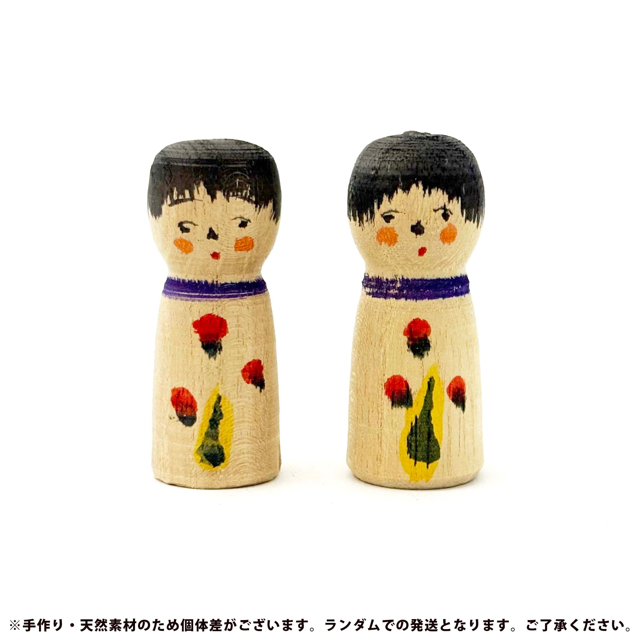 今晃工人本人型こけし（初挽き 木の実柄）