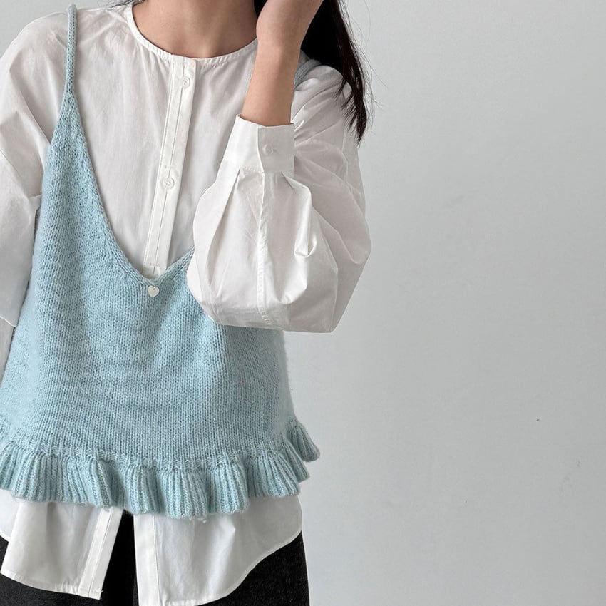 frill-hem knit camisole　J00505