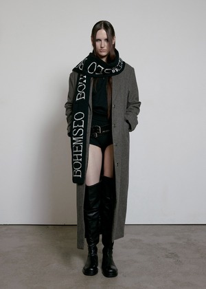 [BOHEMIAN SEOUL] JACQUARD KNIT MUFFLER BLACK&IVORY 正規品 韓国ブランド 韓国通販 韓国代行 韓国ファッション bohemseo ボヘミアンソウル ボヘムソ 日本 店舗