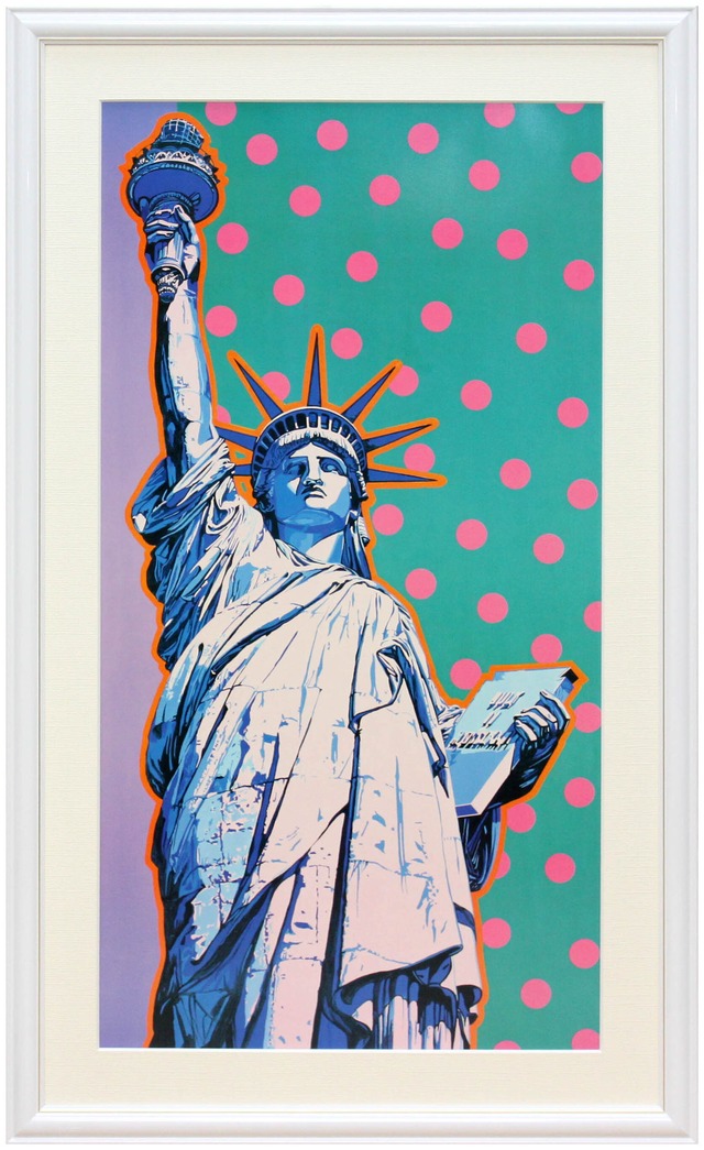 ヒロ ヤマガタ「フリーダム(水玉)自由の女神」展示用フック付アートポスター 絵画 インテリア アート
