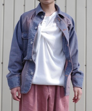 HOMMENA / HM26AWVE05 CRUMPED DENIM JACKET(PINK)