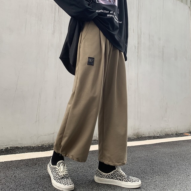 メンズ ストリート系 パンツ ストレート タック入り ハイウエスト 韓国ファッション 原宿系 10代 代 天使と悪魔 サブカル系ファッション Seasonz