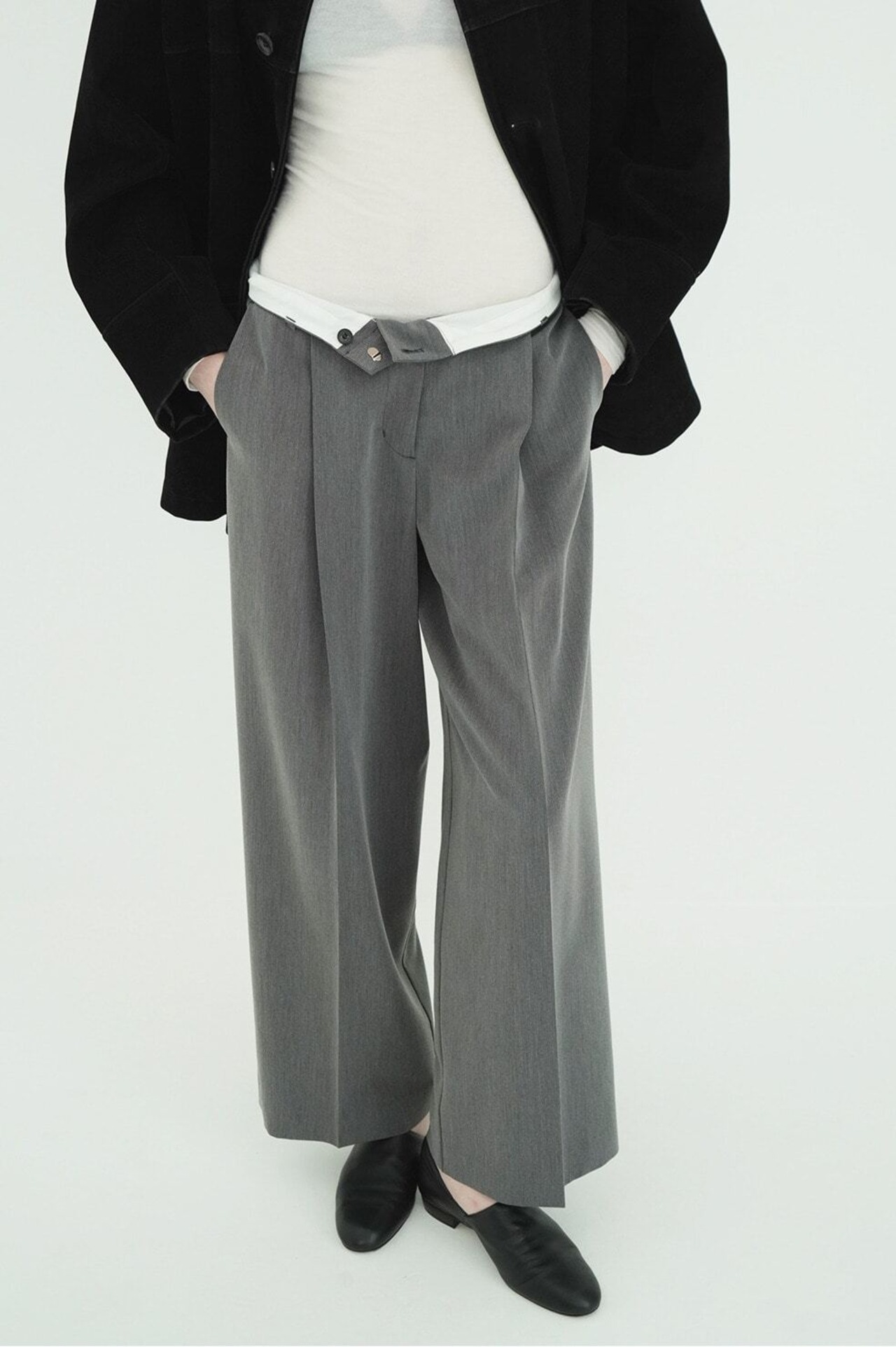 CLANE LOW WAIST TUCKED LOOSE SLACKS