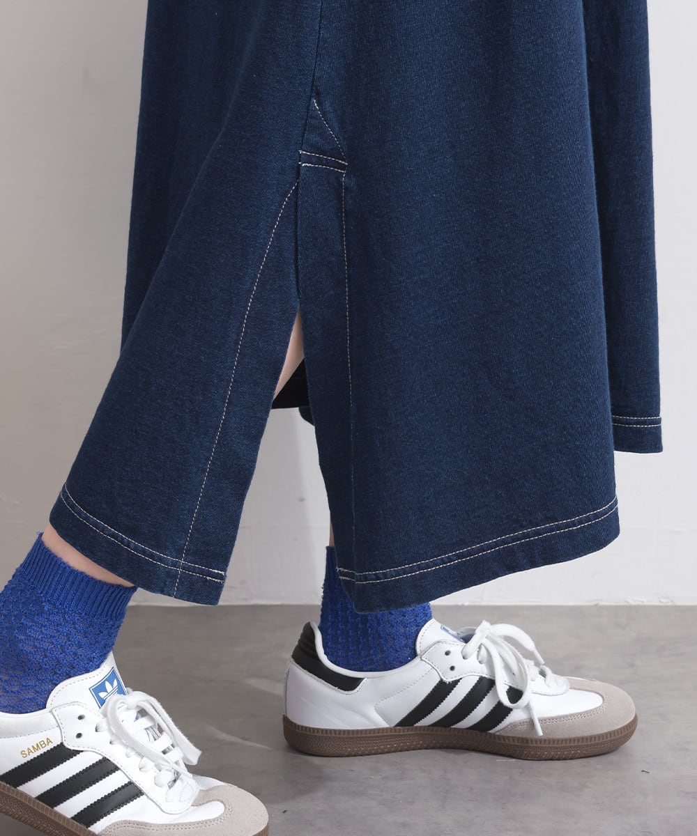 J261096 袖シャーリングデニム切替ワンピース / Shirring Sleeve Denim