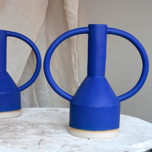 Sophie Alda "Extra large jug eared vase in bright bright blue"