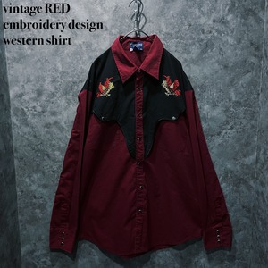 【doppio】vintage RED embroidery design western shirt