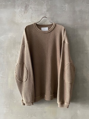 T/f Lv4 heavy waffle loose fit elbow patch top - sand