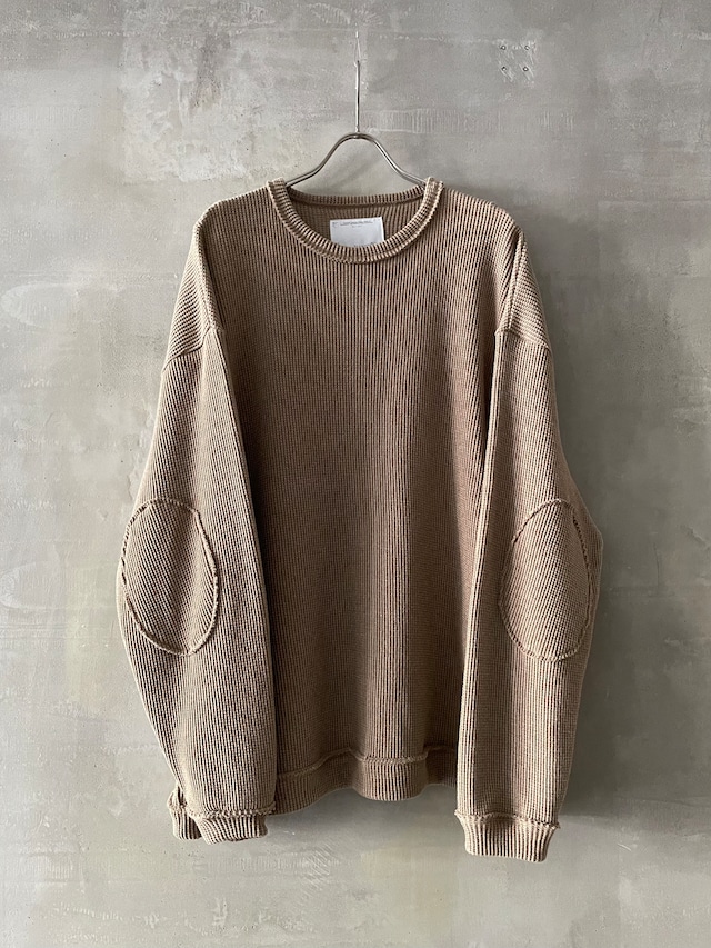 T/f Lv4 heavy waffle loose fit elbow patch top - sand