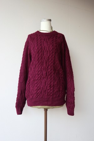 burgundy aran knit sweater