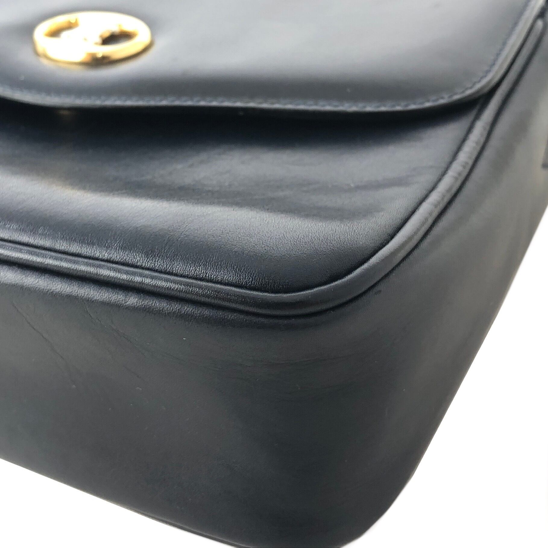 CELINE セリーヌ トリオンフ レザー ショルダーバッグ ネイビー