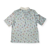 LANDS' END ランズエンド 花柄&チェック柄 半袖 ポロシャツ サイズ XL /レディース/水色系