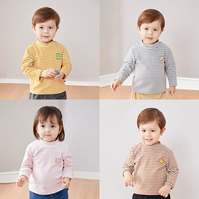 赤ん坊の底入れシャツ秋の子供たちの長袖Tシャツ暖かい赤ん坊のトップス春と秋の子供服秋の男性と女性の潮 Duduベイビー3514702420