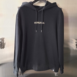 送料無料【HIPANDA ハイパンダ】メンズ フーディー スウェット MEN'S GOLD EMBLEM RHINESTONE HOODIE SWEAT SHIRT / BLACK