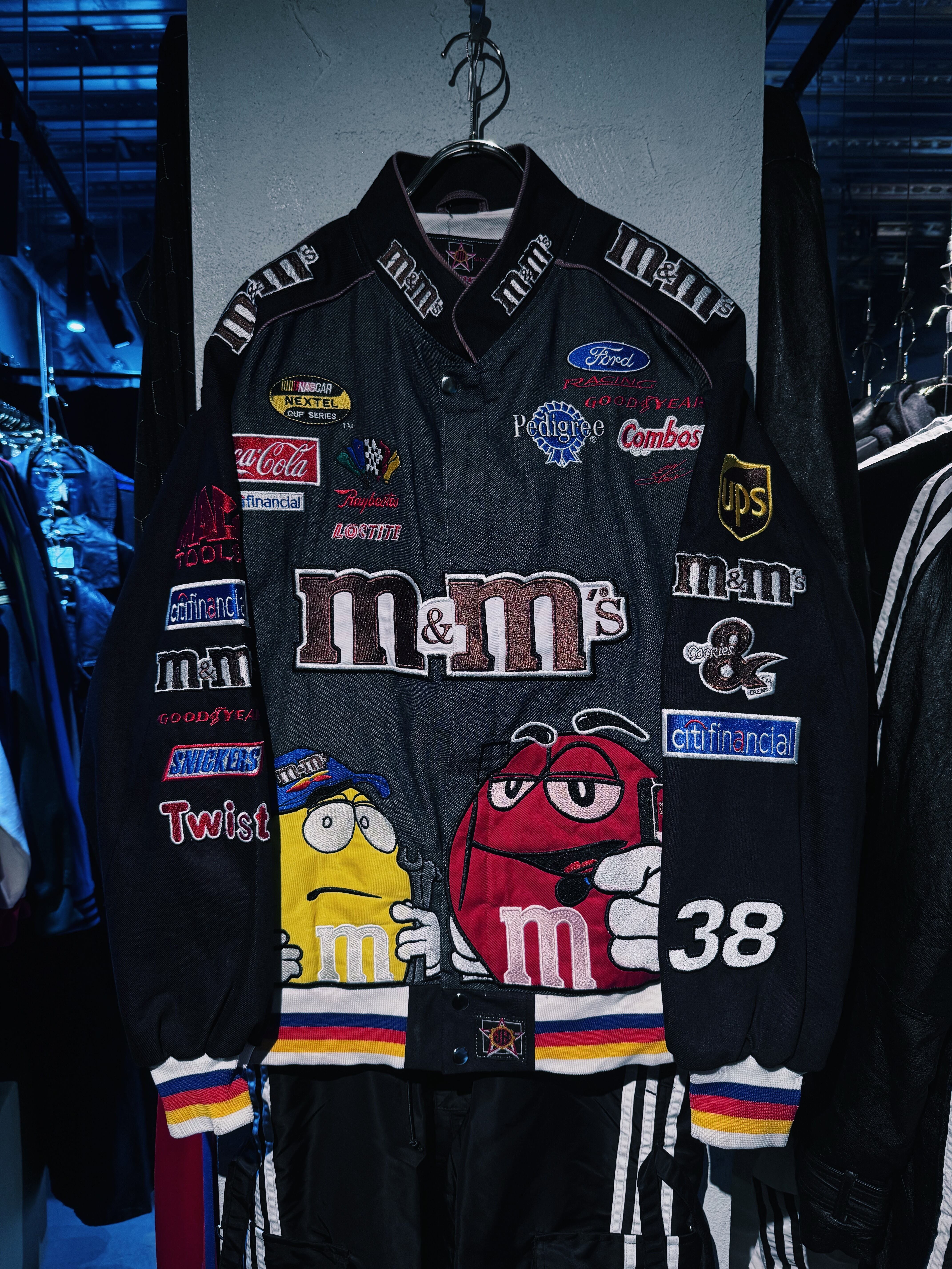 【D4C】vintage "JH Design" m&m's etc. company sponsor patchwork design racing jacket