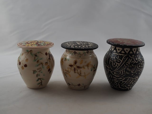 有名作家様　ぐりっこ用アイテム3種　レア！ 矢島操] 25・26・27 イロエカキオトシ福来茶入・イロエ双鳥茶入・赤彩