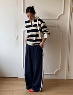 【新作5％OFF・3日間】Lace-collar Stripe Toips_3colors