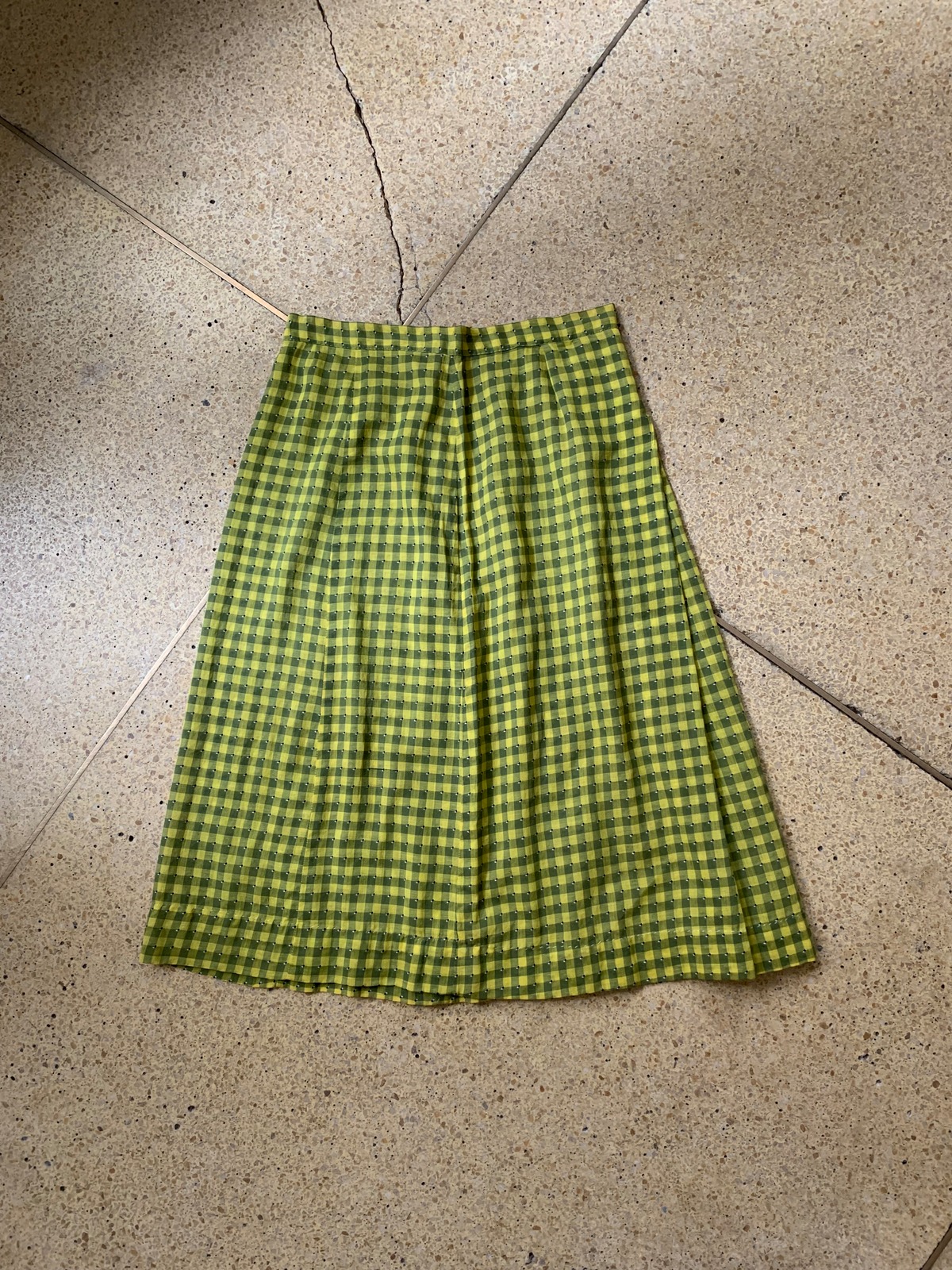 SHEER COTTON GINGHAM SKIRT Center Pleats EUROPE VINTAGE | JUNK SHOP