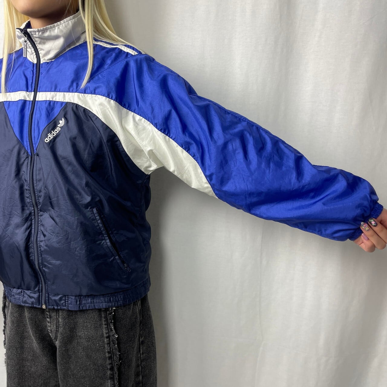 美品 80's adidas ナイロンジャケット メンズS ブルー