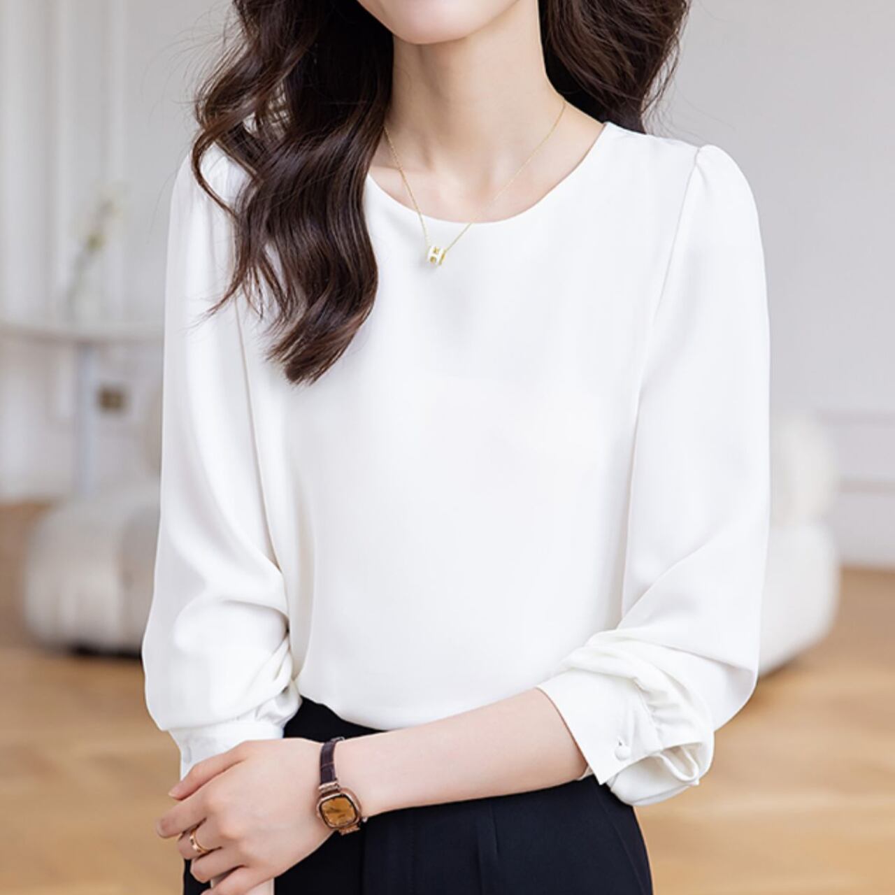 長袖 ドロップショルダー ブラウス 3col 00006