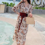 Floral Chiffon Kimono Dress 5181