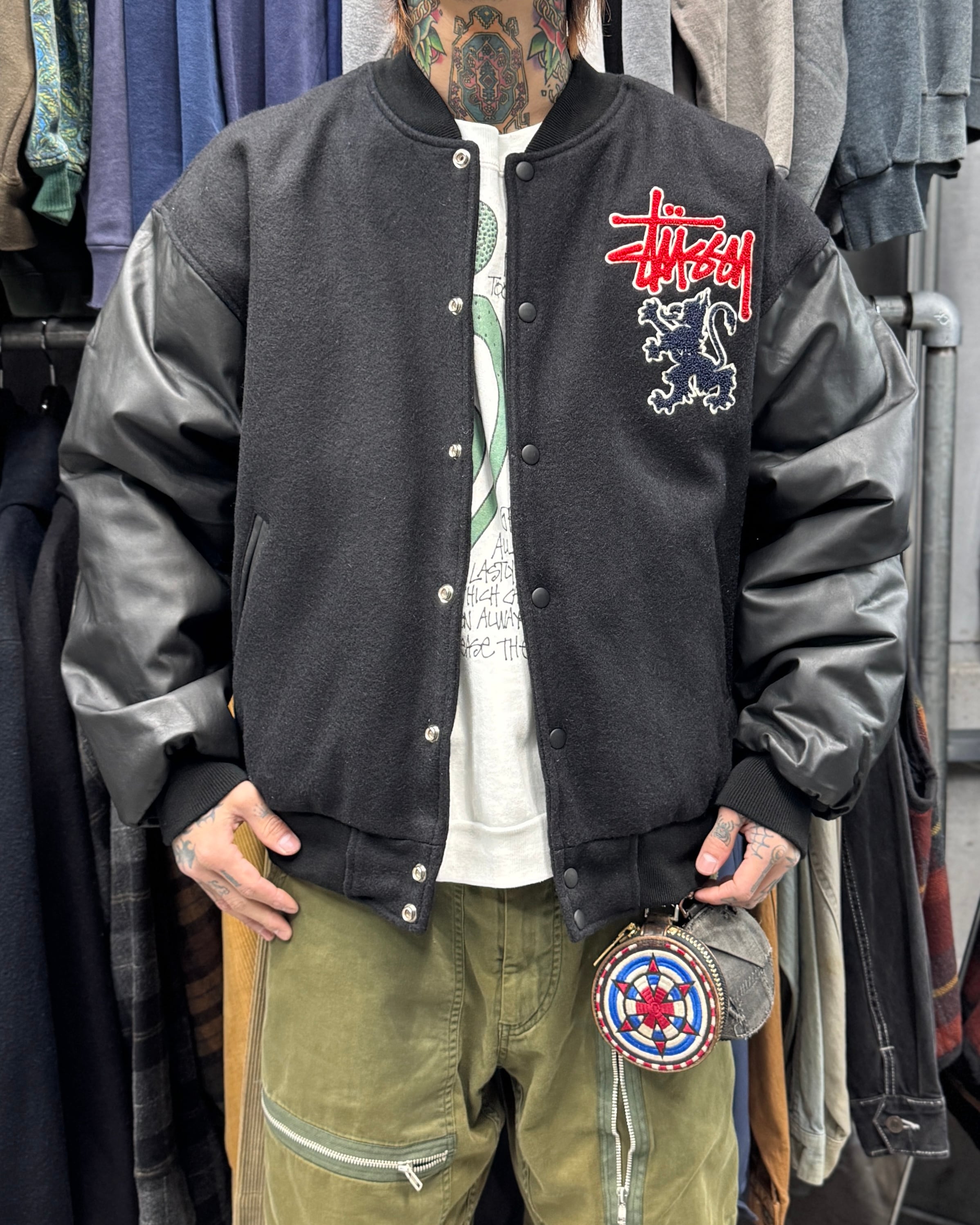 STUSSYのスタジャン Stussy 80 Wool Varsity Jacket - Size XLarge - Black - Brand New | eBay