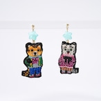 刺繍ピアス / 刺繍イヤリング Kitagishi Yumi / Tiger & Snow Leopard