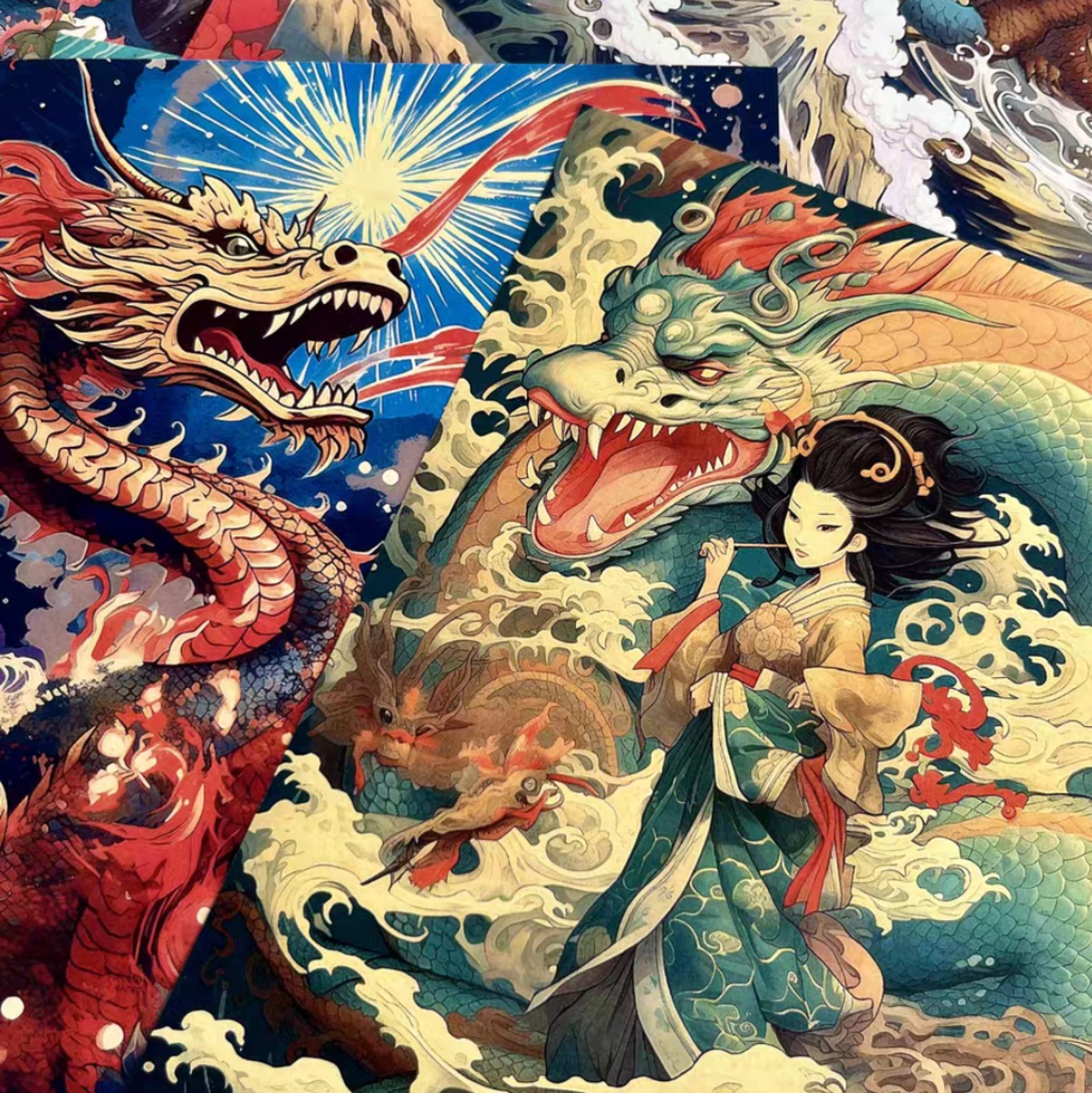 [再販] 海外 素材紙 和風 龍 | kokos shop